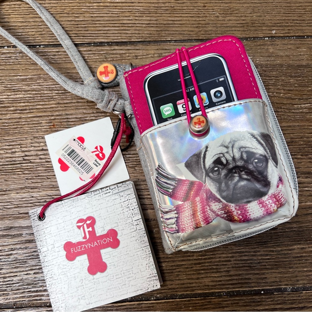 Fuzzy Nation Pug Wallet Wristlet